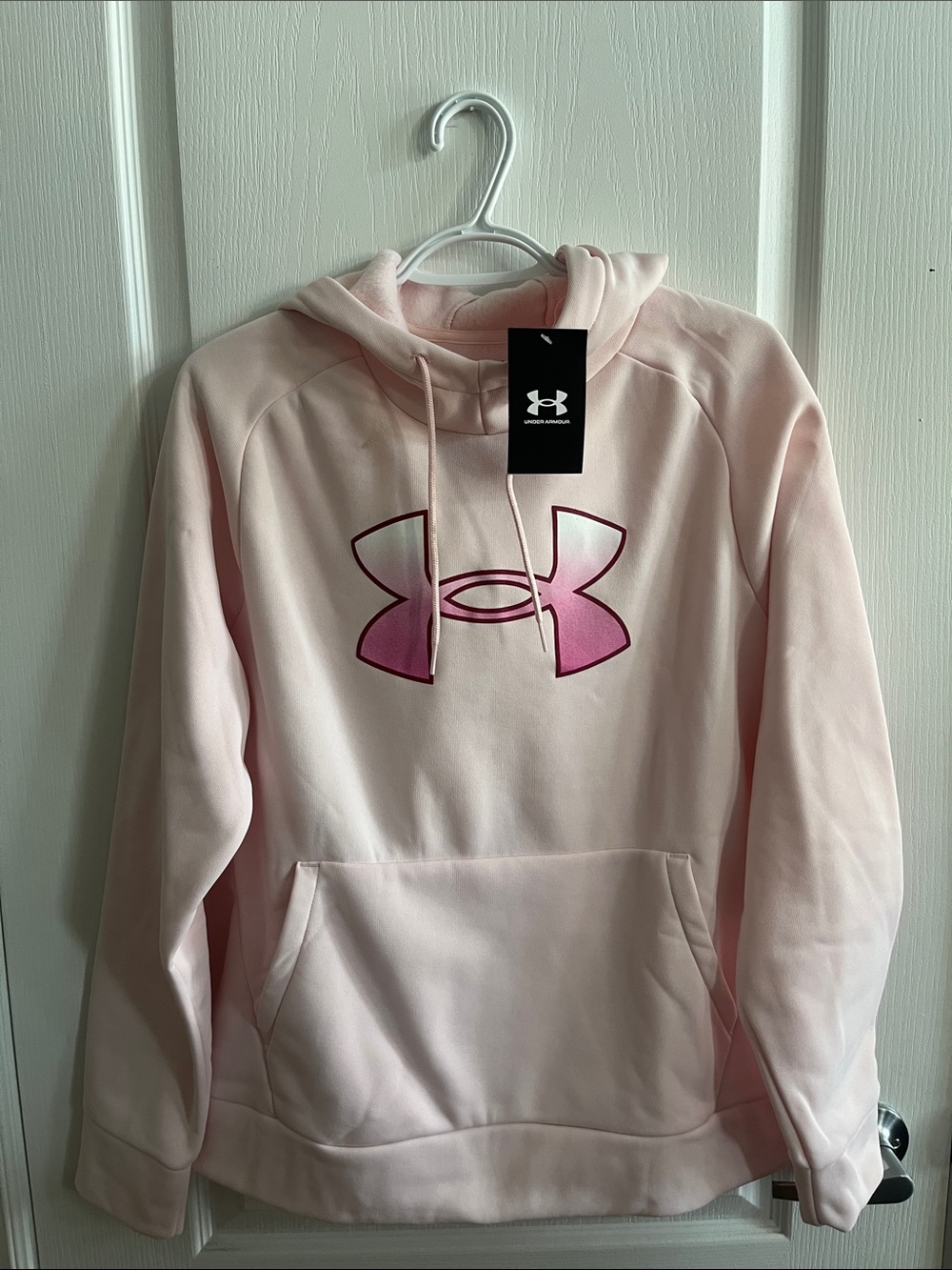Under Armour Light Pink Hoodie with Pink Gradient Logo